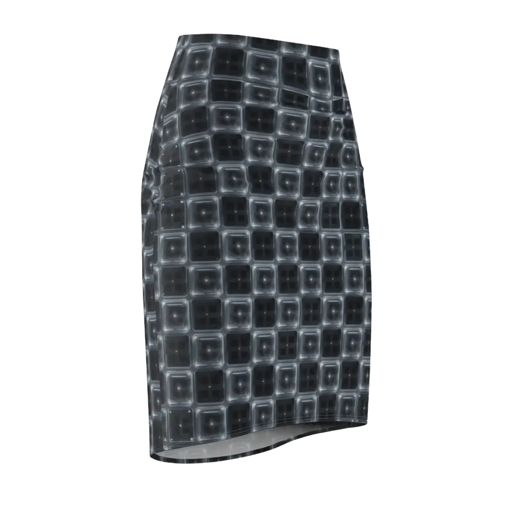 Chrome Grid on Pencil Skirt — Front Side