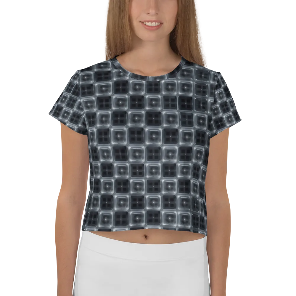 Chrome Grid on Crop Tee — Front