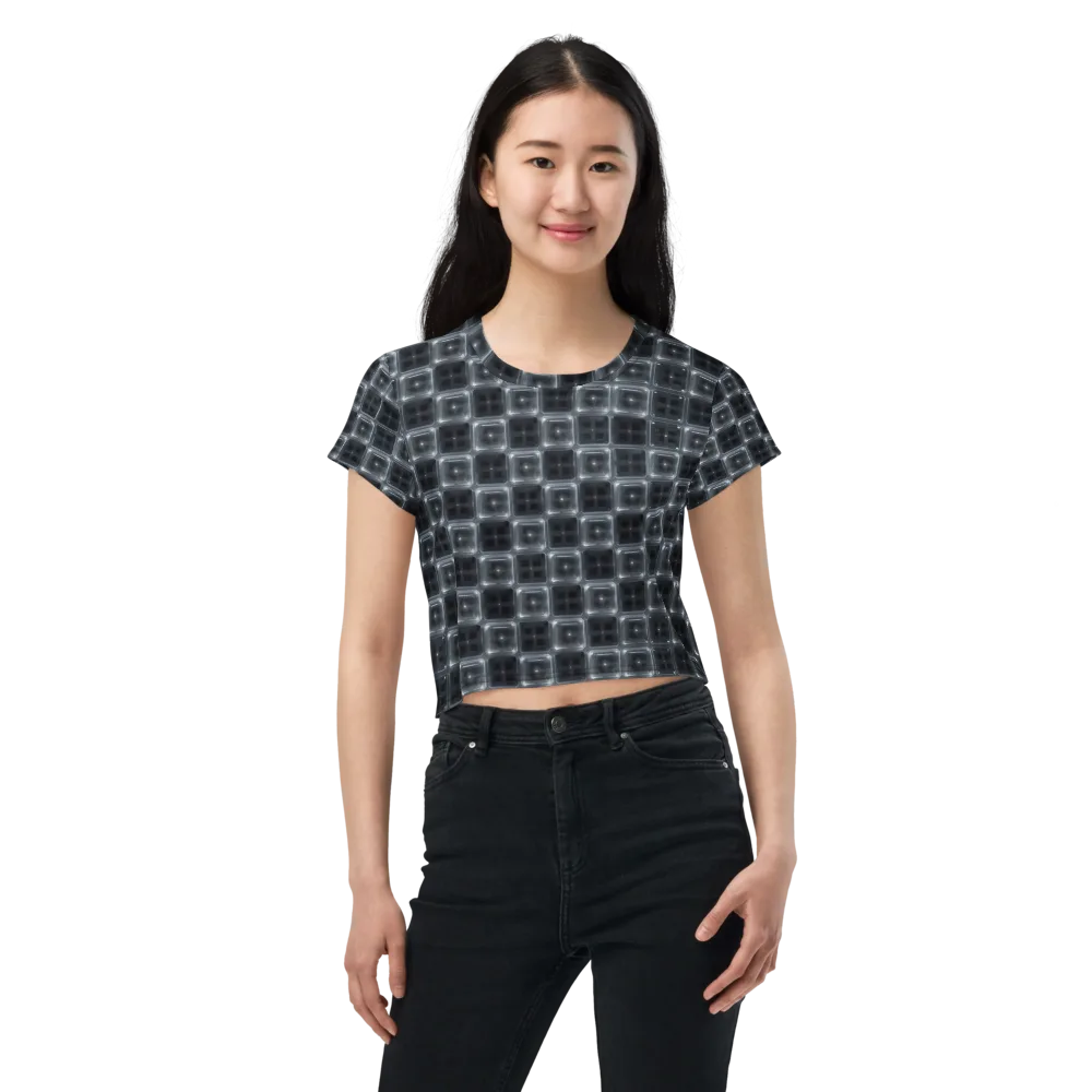 Chrome Grid on Crop Tee — Front