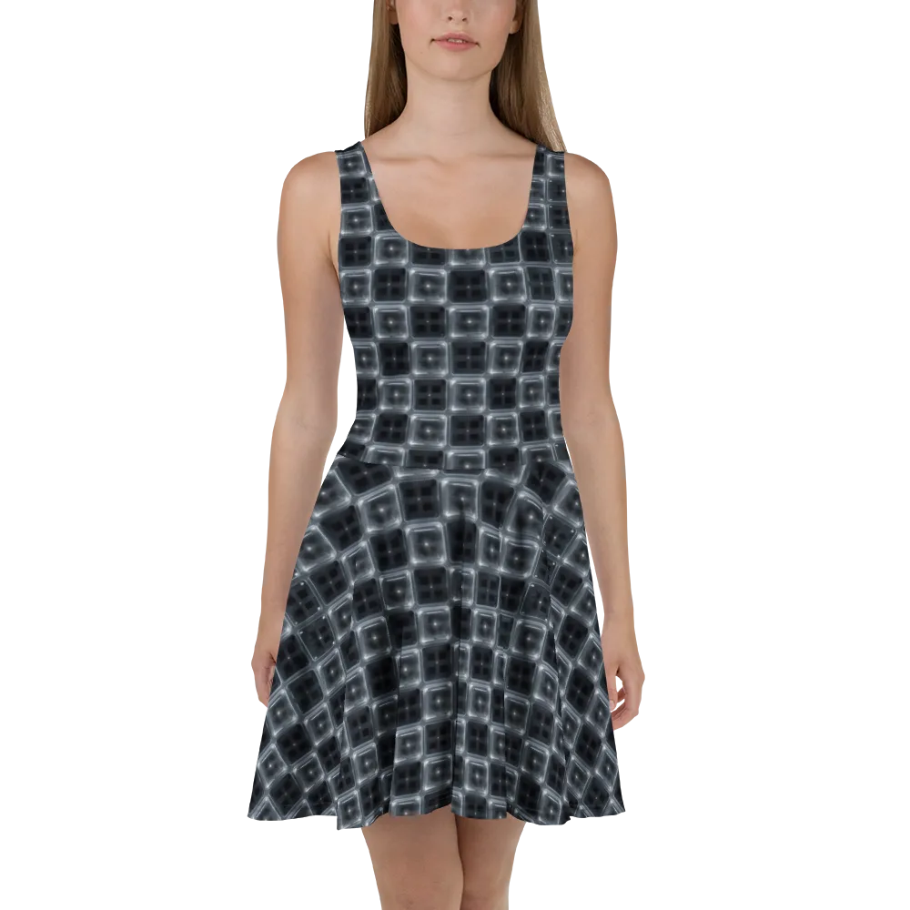 Chrome Grid on Skater Dress — Front