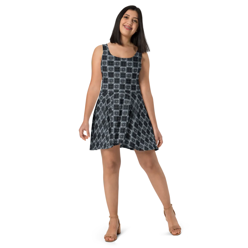 Chrome Grid on Skater Dress — Front