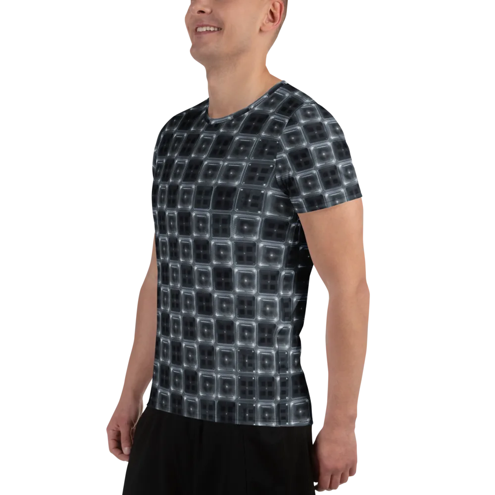 Chrome Grid on Men's Athletic T-Shirt — Left