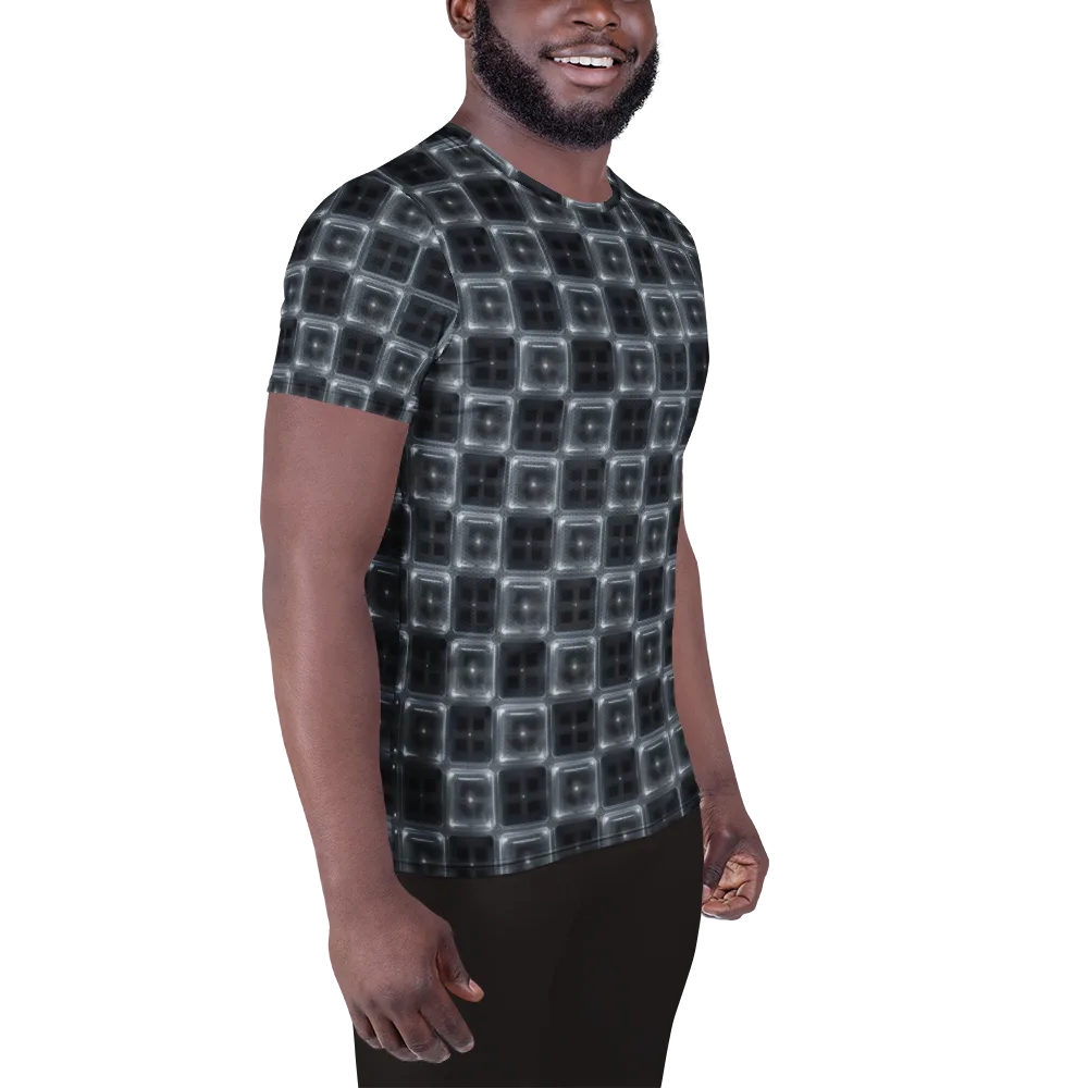 Chrome Grid on Men's Athletic T-Shirt — Right
