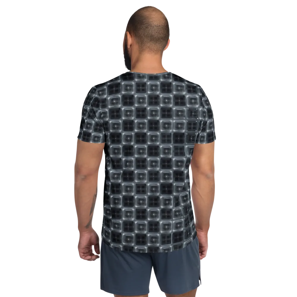 Chrome Grid on Men's Athletic T-Shirt — Back