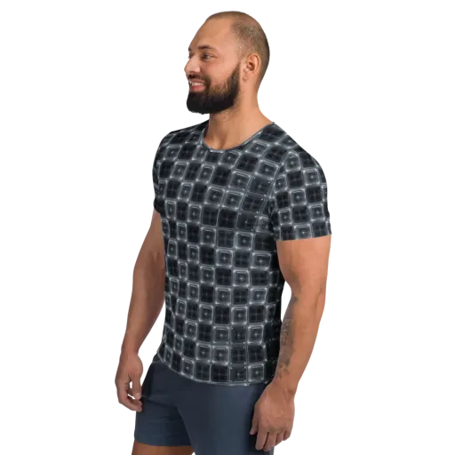 Chrome Grid on a Men's Athletic T-Shirt