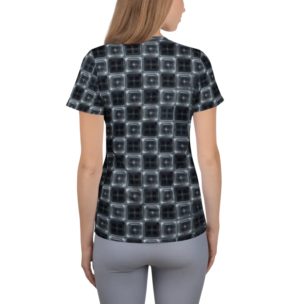Chrome Grid on Women's Athletic T-Shirt — Back