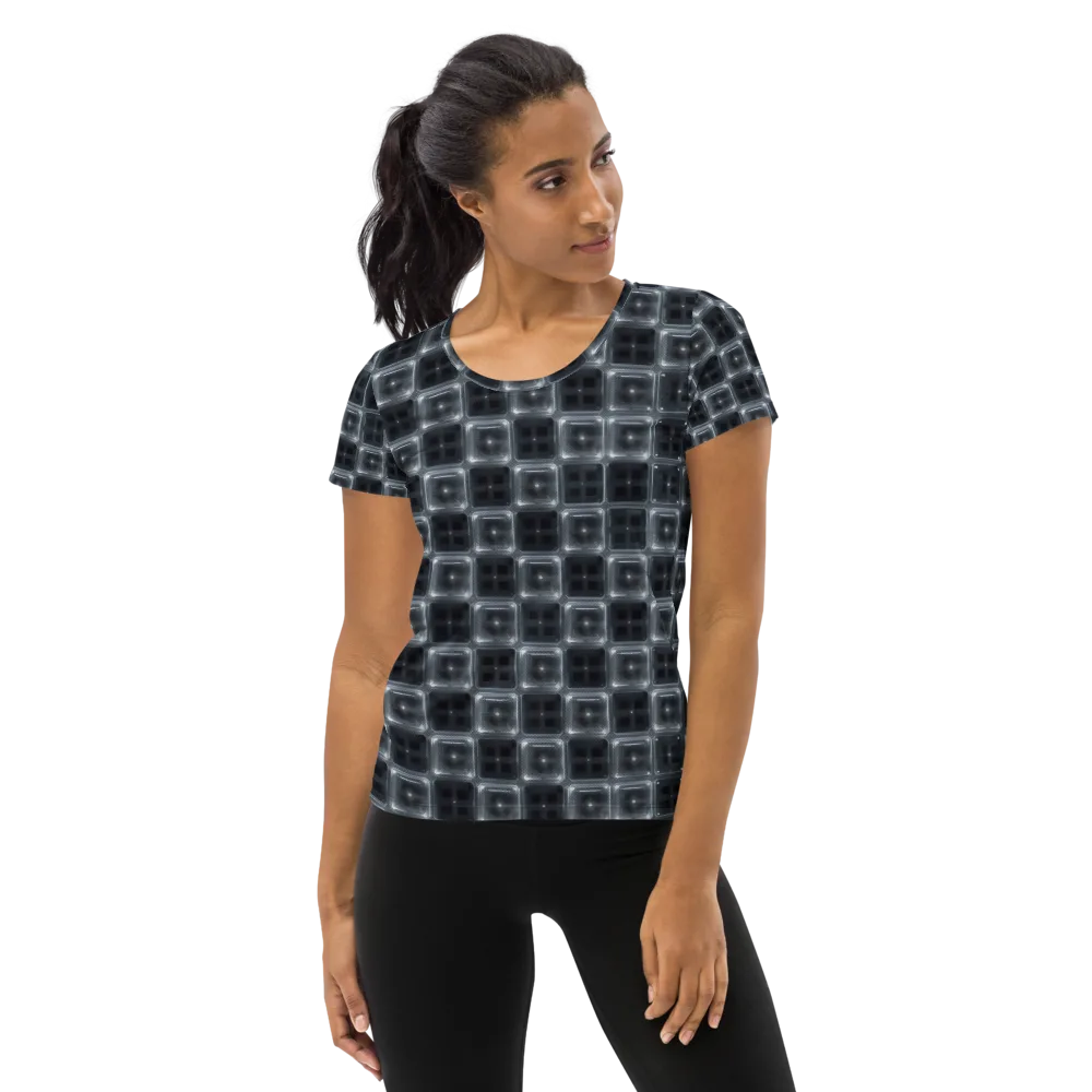 Chrome Grid on Women's Athletic T-Shirt — Front