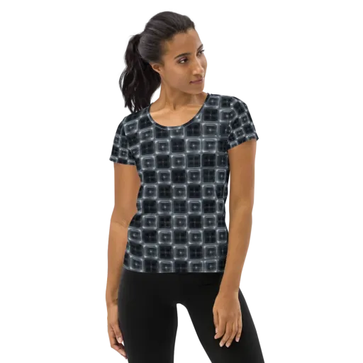 Chrome Grid on a Women's Athletic T-Shirt