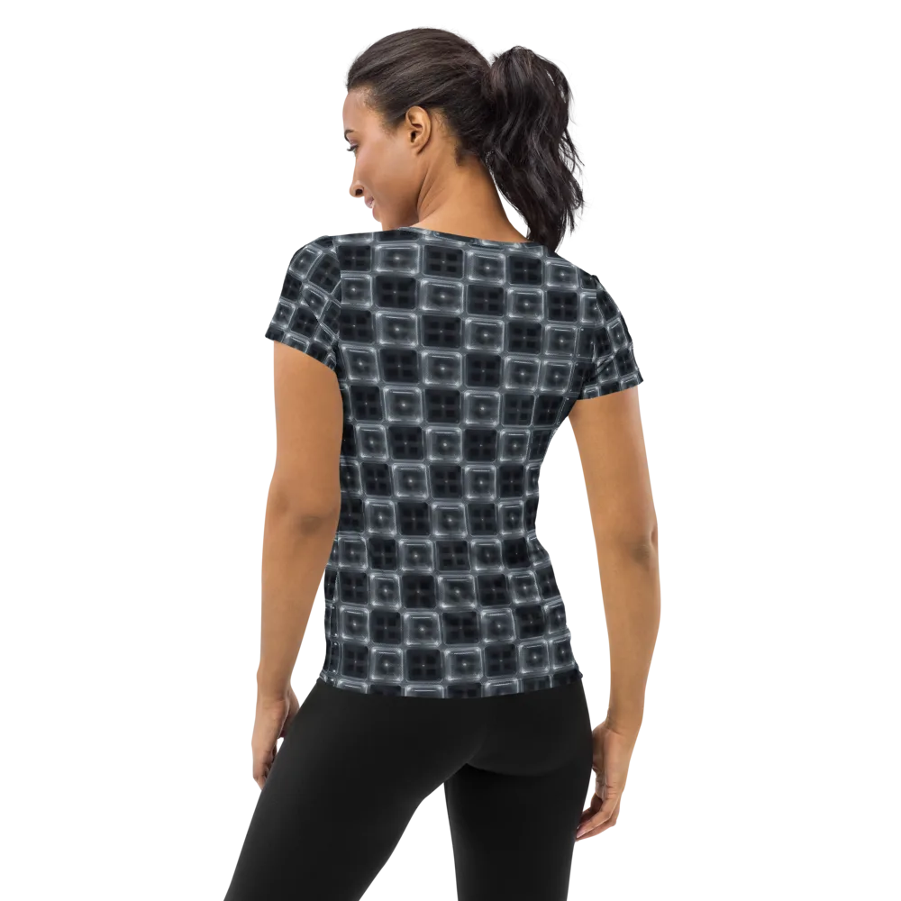 Chrome Grid on Women's Athletic T-Shirt — Back