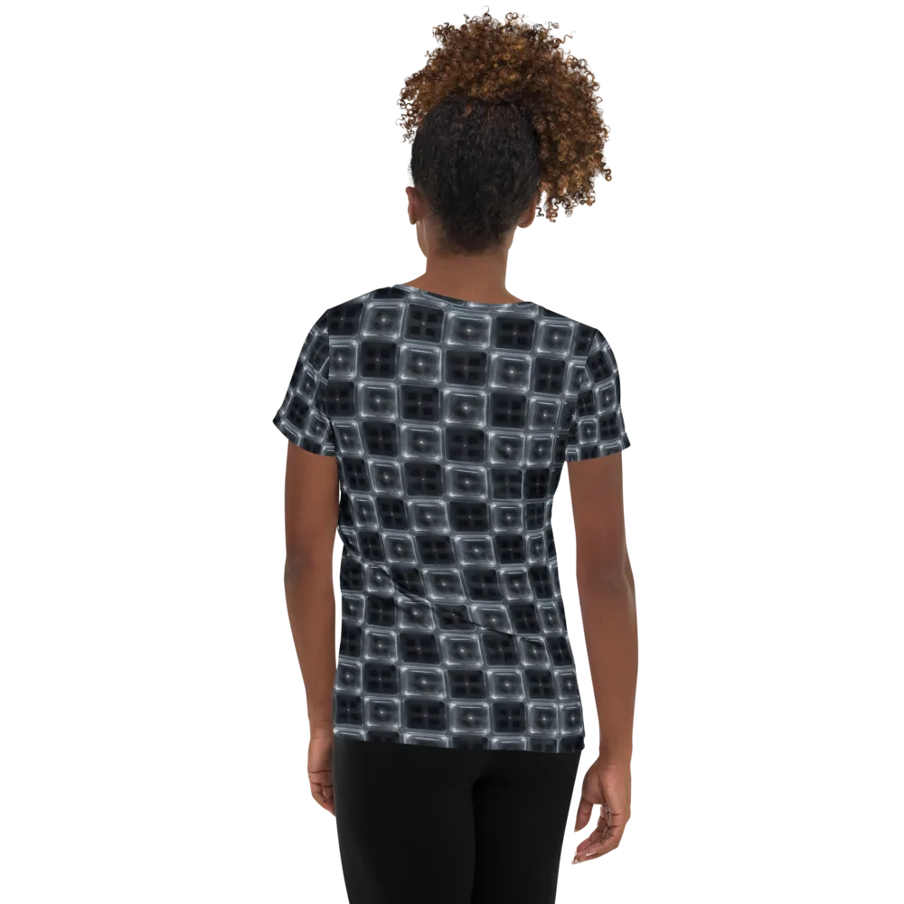 Chrome Grid on Women's Athletic T-Shirt — Back