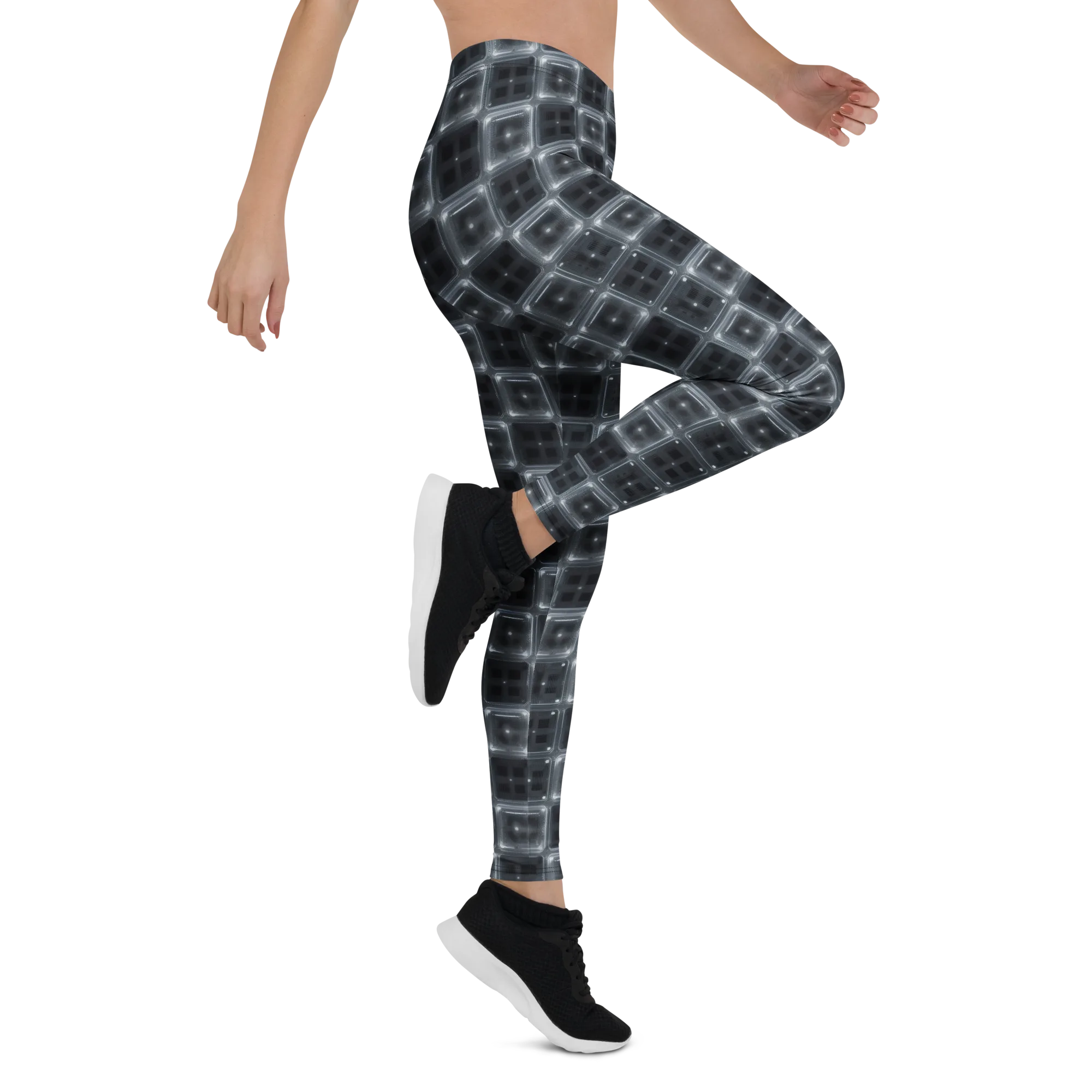 Chrome Grid on Leggings — Right