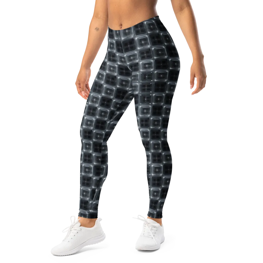 Chrome Grid on Leggings — Left Front