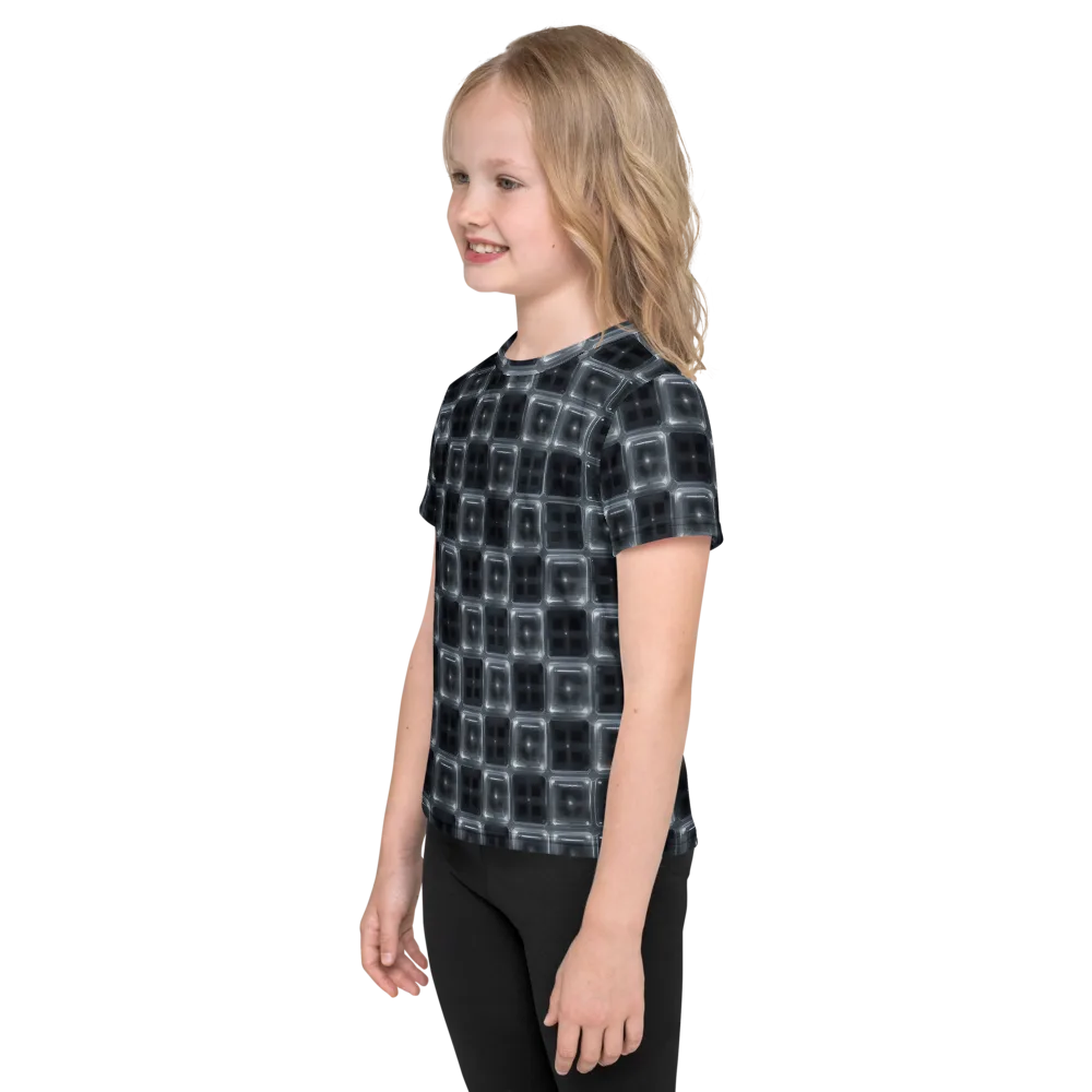 Chrome Grid on Kids Crew Neck T-Shirt — Left