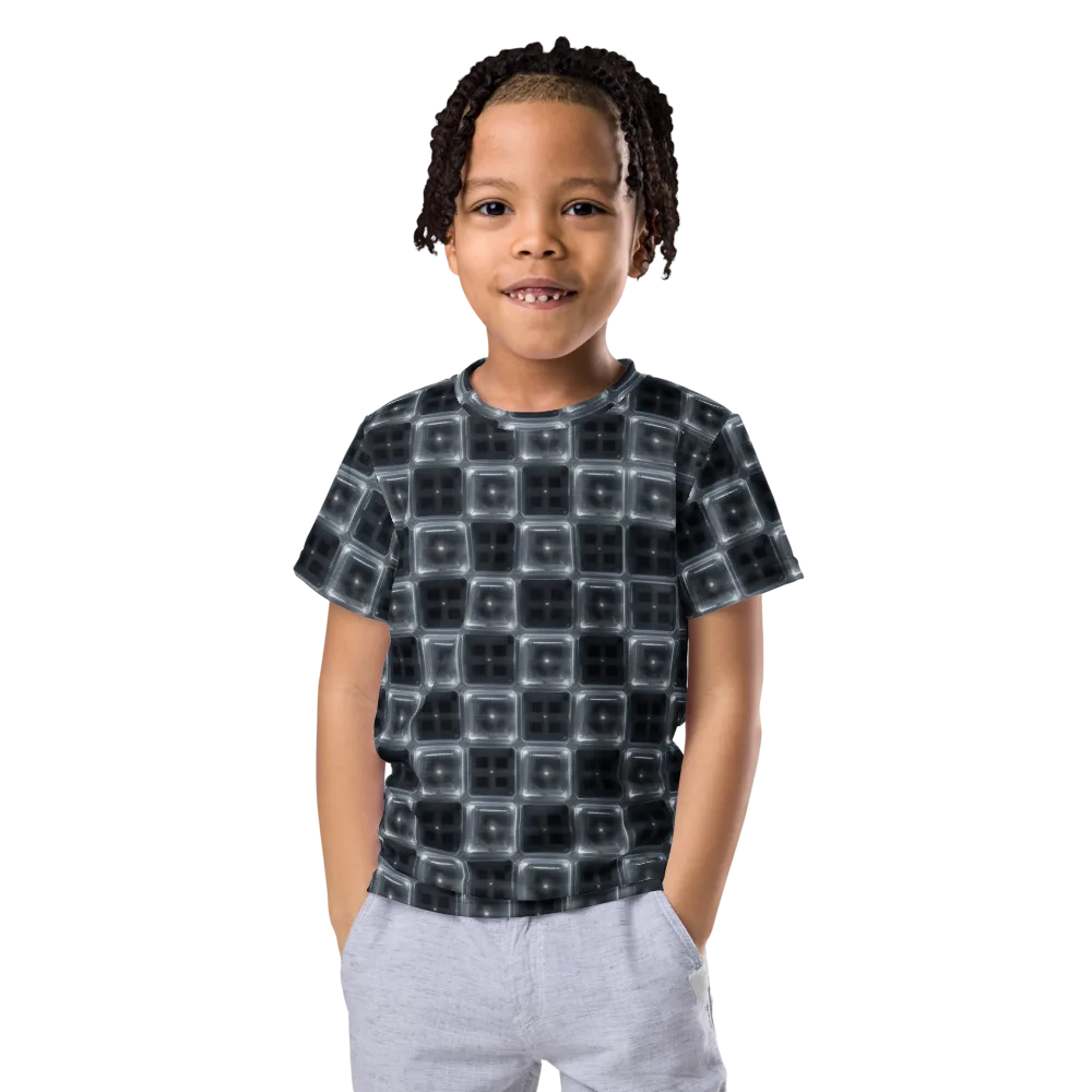 Chrome Grid on Kids Crew Neck T-Shirt — Front