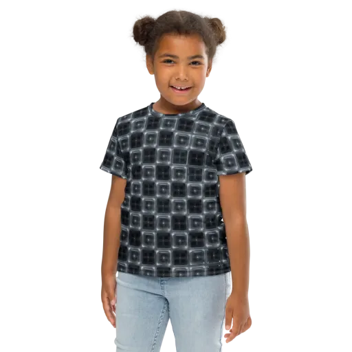 Chrome Grid on a Kids Crew Neck T-Shirt
