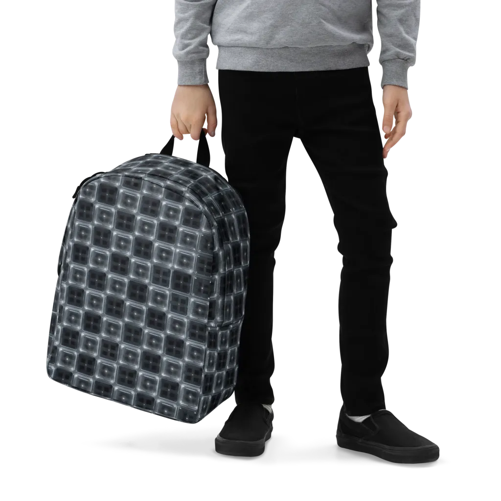 Chrome Grid on Minimalist Backpack — Zoomed-in