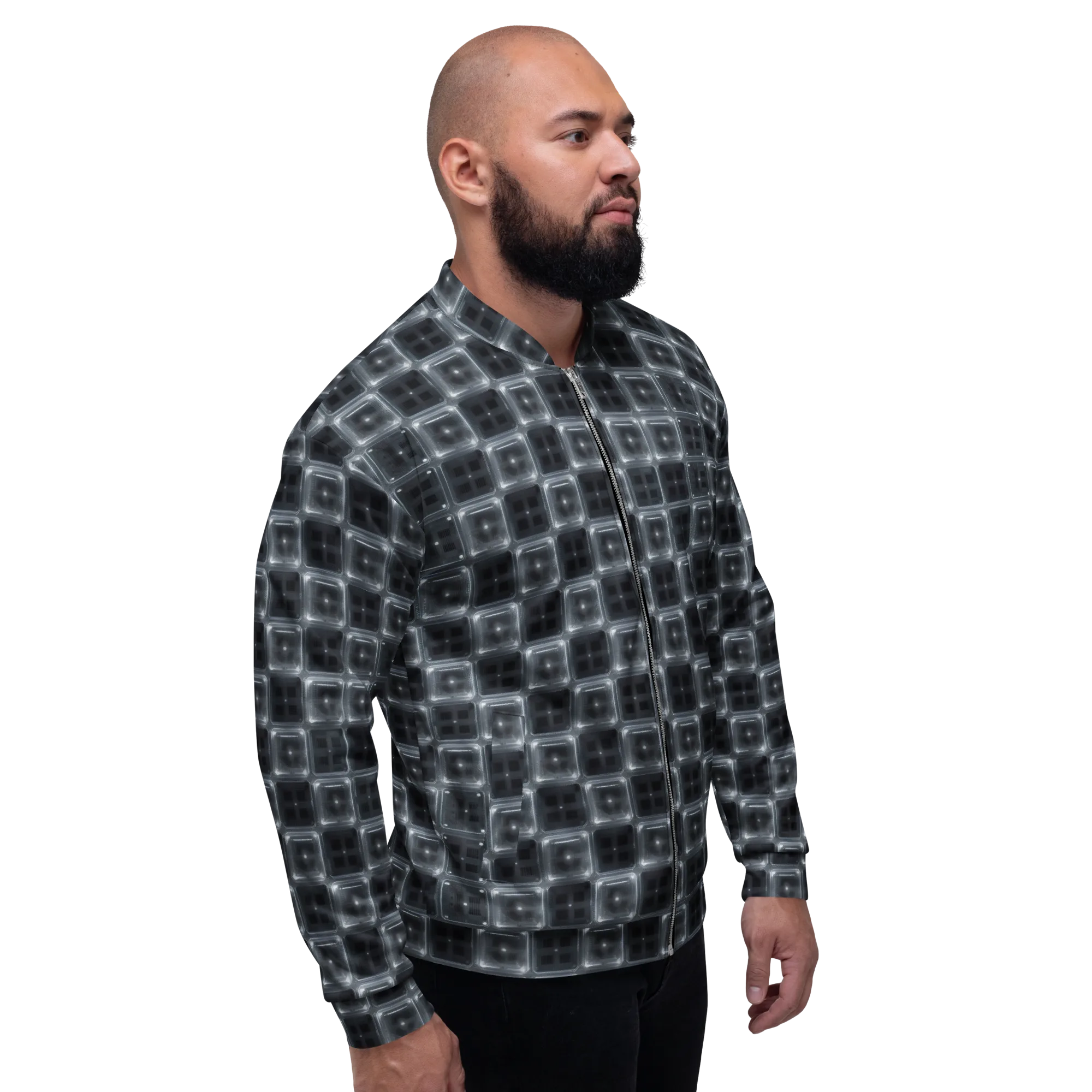 Chrome Grid on Bomber Jacket — Right