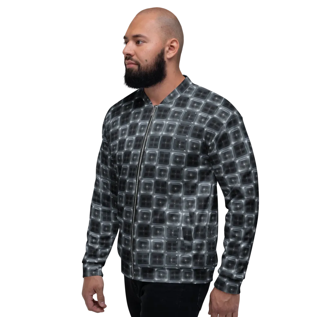Chrome Grid on Bomber Jacket — Left