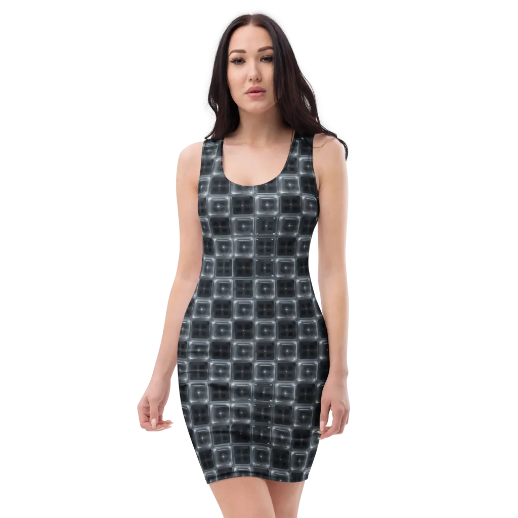 Chrome Grid on Bodycon Dress — Front