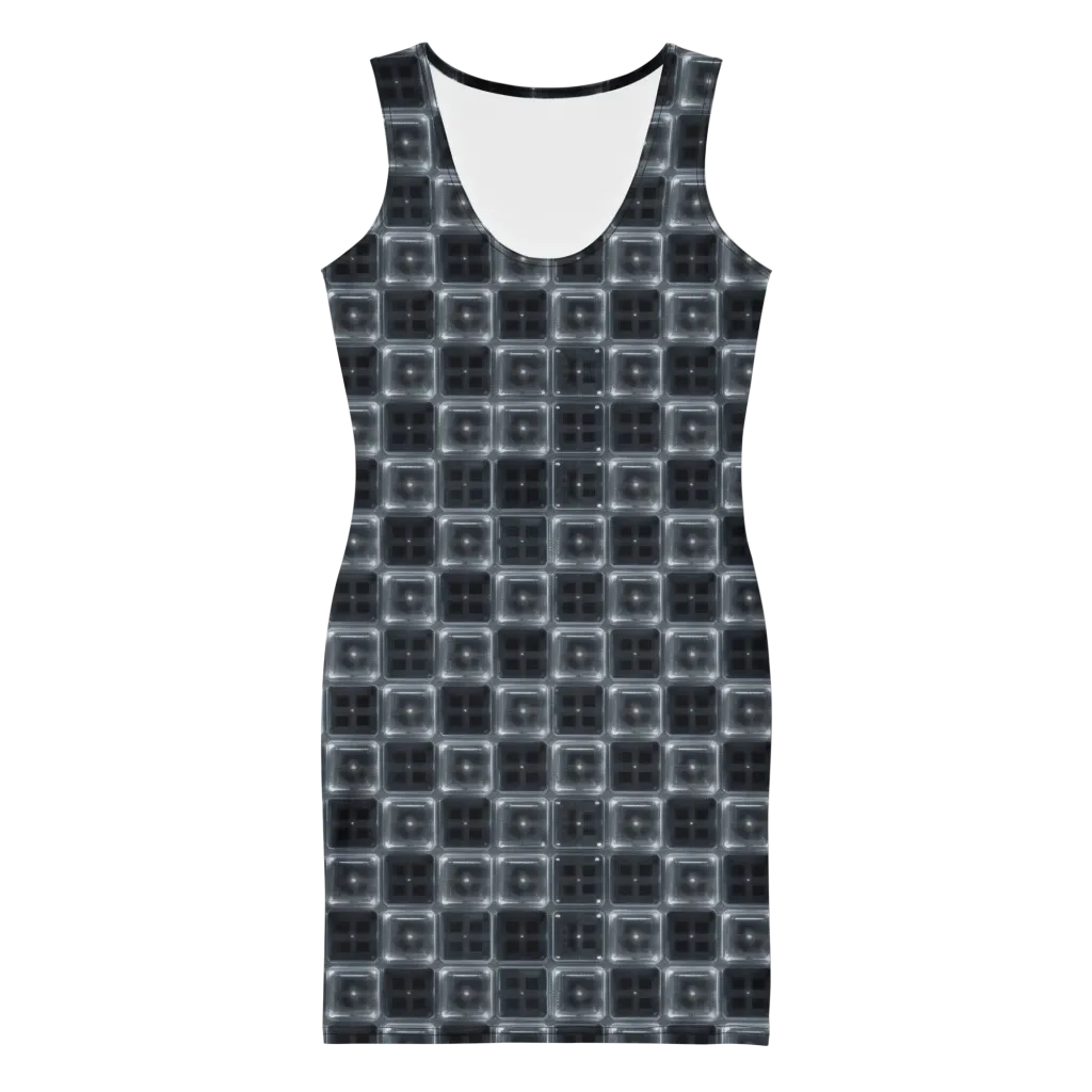 Chrome Grid on Bodycon Dress — Front