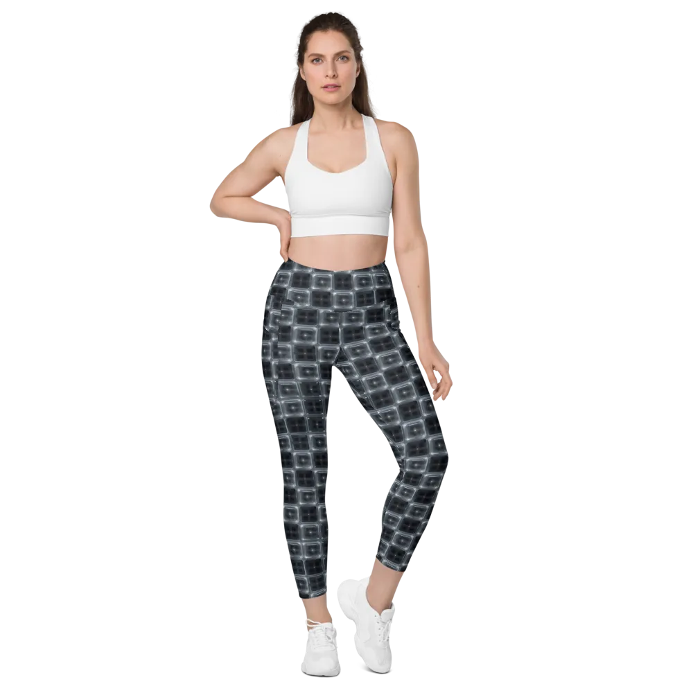 Chrome Grid on Leggings with Pockets — Front