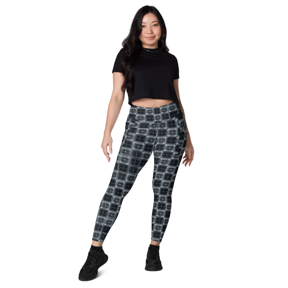Chrome Grid on Leggings with Pockets — Front