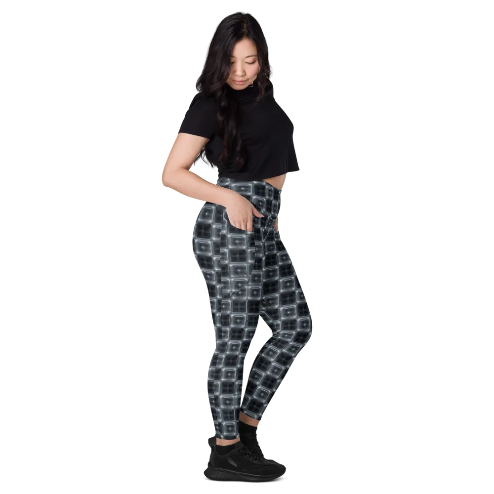 Chrome Grid on Leggings with Pockets — Right