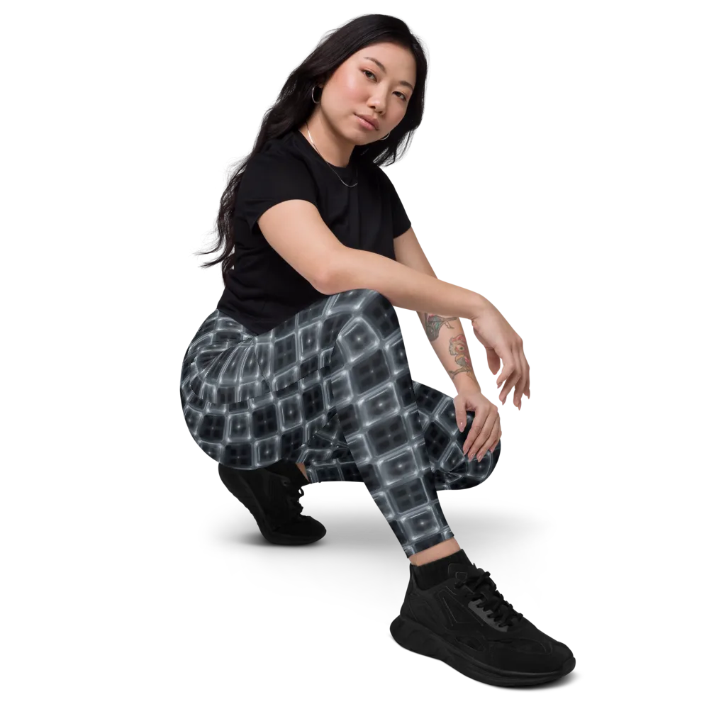 Chrome Grid on Leggings with Pockets — Right Front