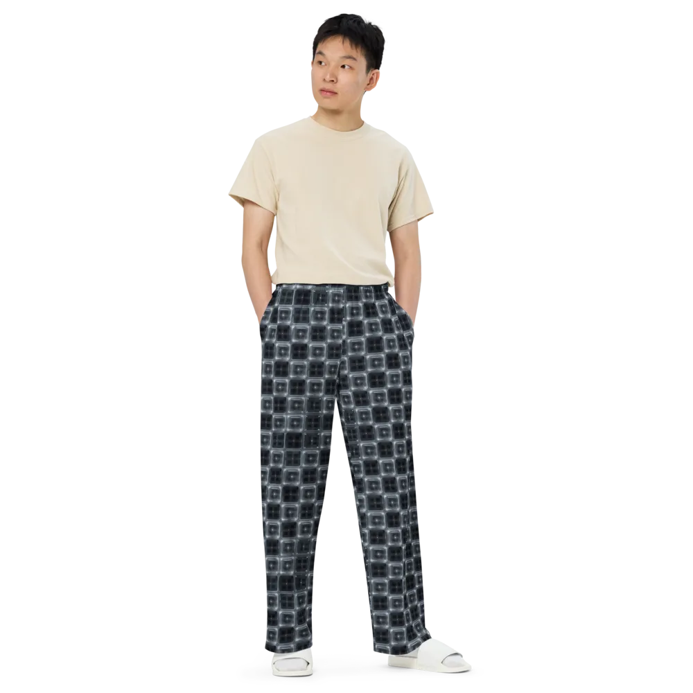 Chrome Grid on Wide-Leg Pants — Front