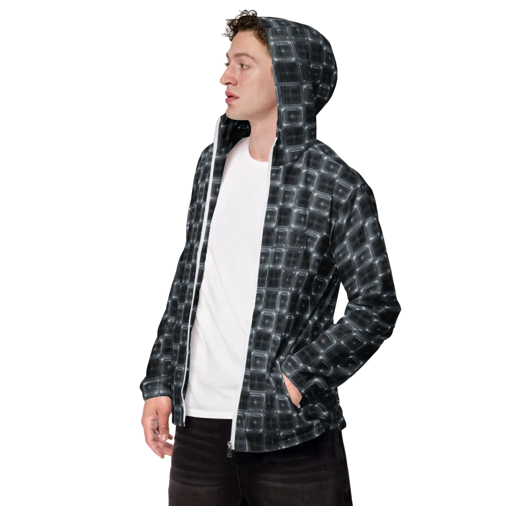 Chrome Grid on Men's Windbreaker — Left Front