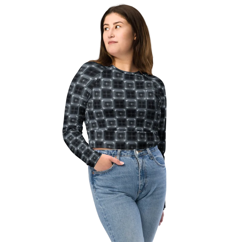 Chrome Grid on Long Sleeve Crop Top — Front