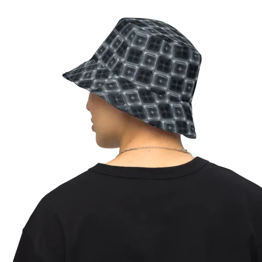 Chrome Grid on a Reversible Bucket Hat