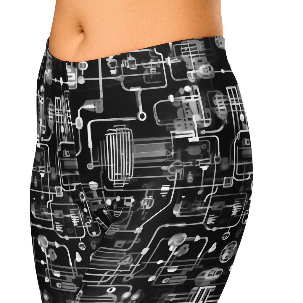 Noir Circuit on Capri Leggings — Zoomed-in