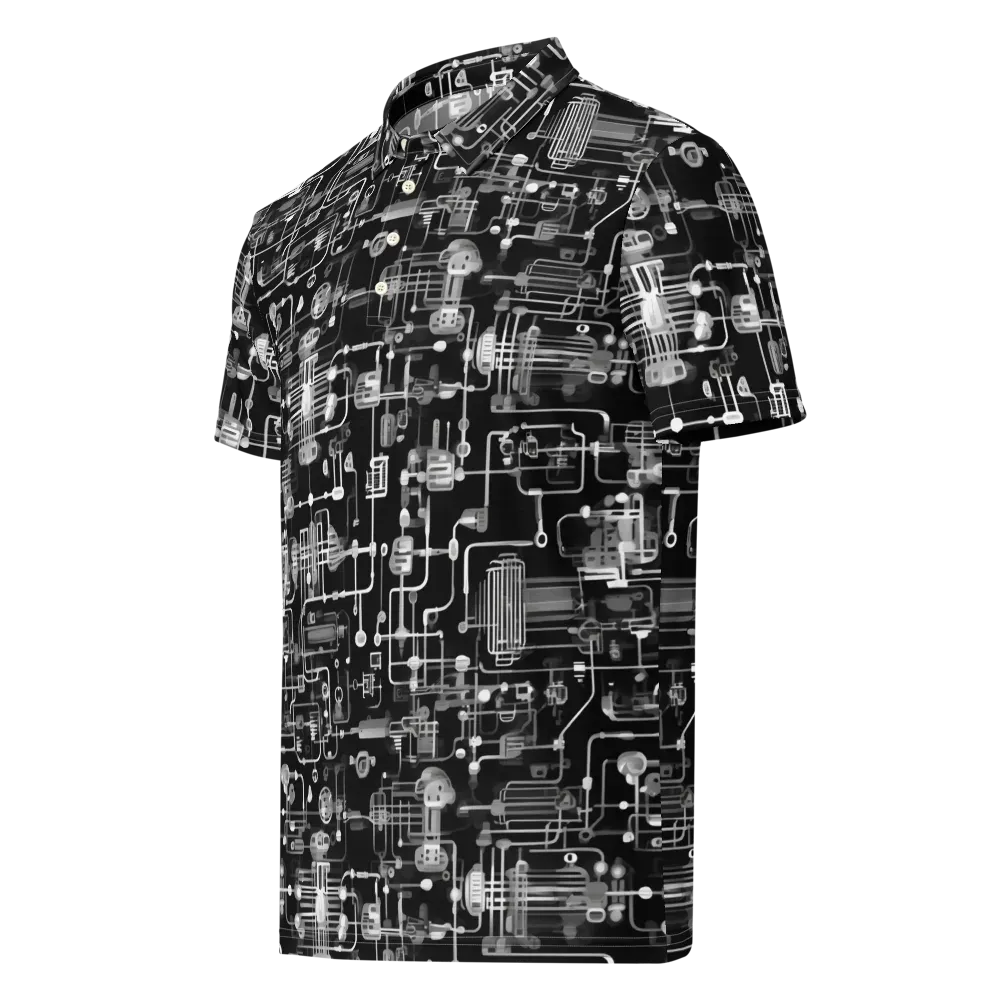 Noir Circuit on Men's Slim Fit Polo Shirt — Left Front