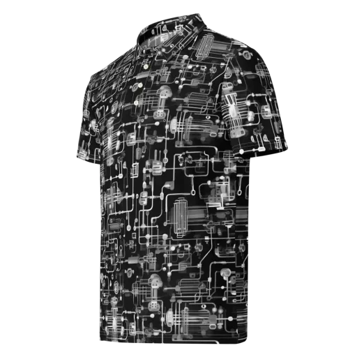 Noir Circuit on a Men's Slim Fit Polo Shirt