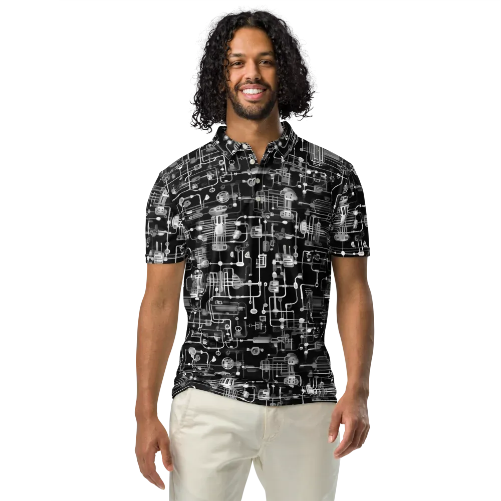 Noir Circuit on Men's Slim Fit Polo Shirt — Front
