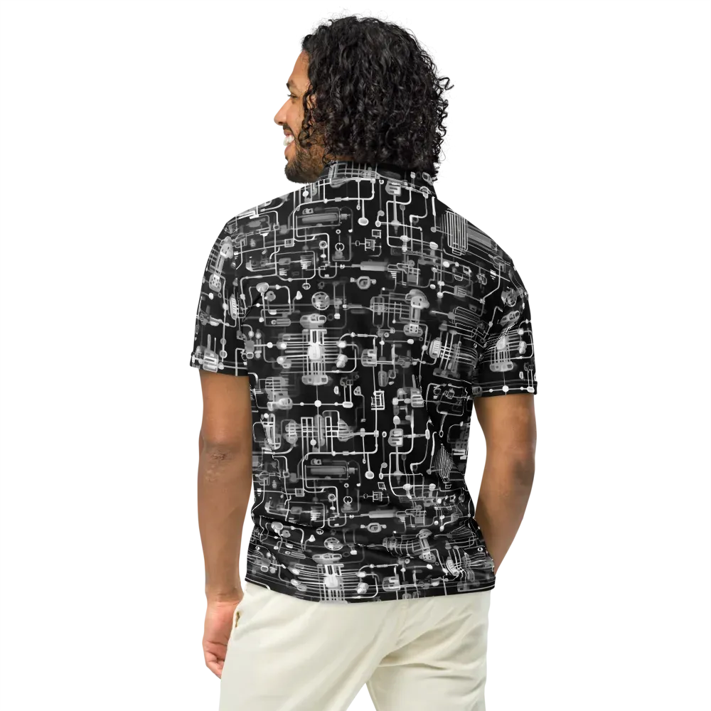 Noir Circuit on Men's Slim Fit Polo Shirt — Back