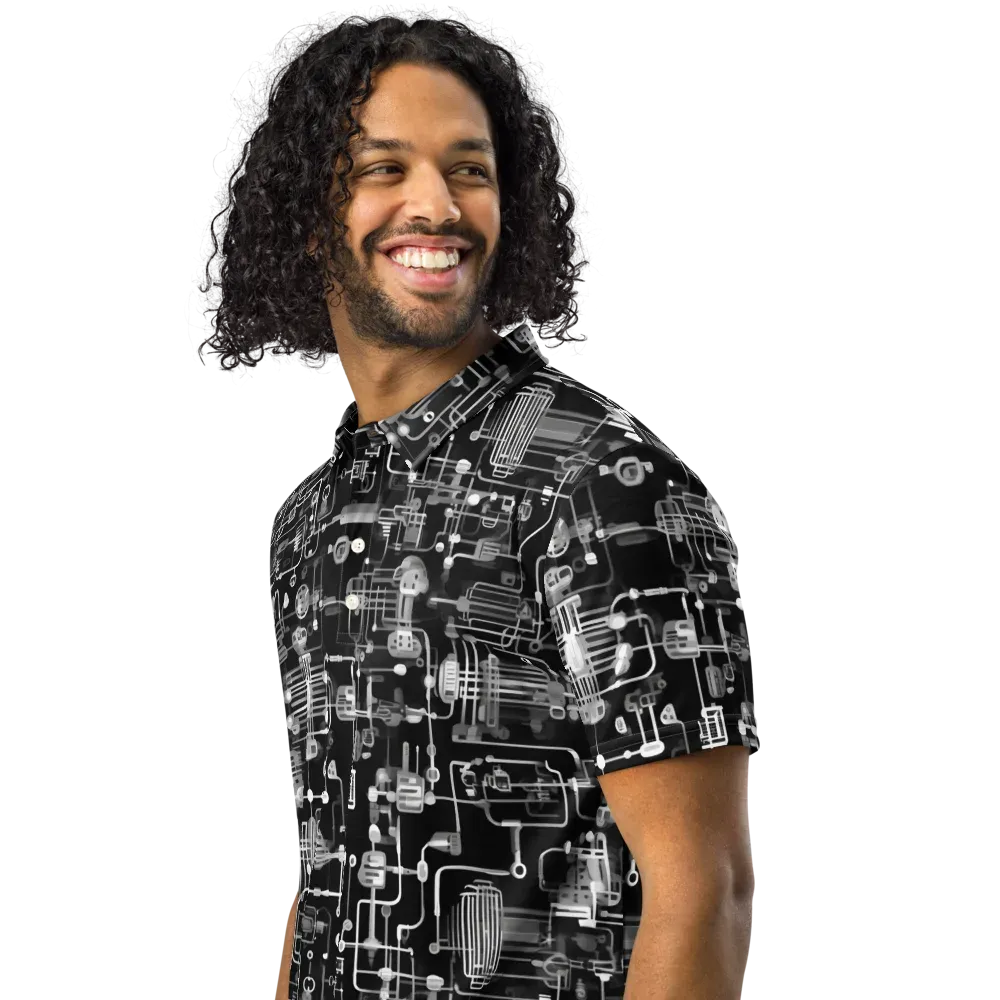 Noir Circuit on Men's Slim Fit Polo Shirt — Left Front