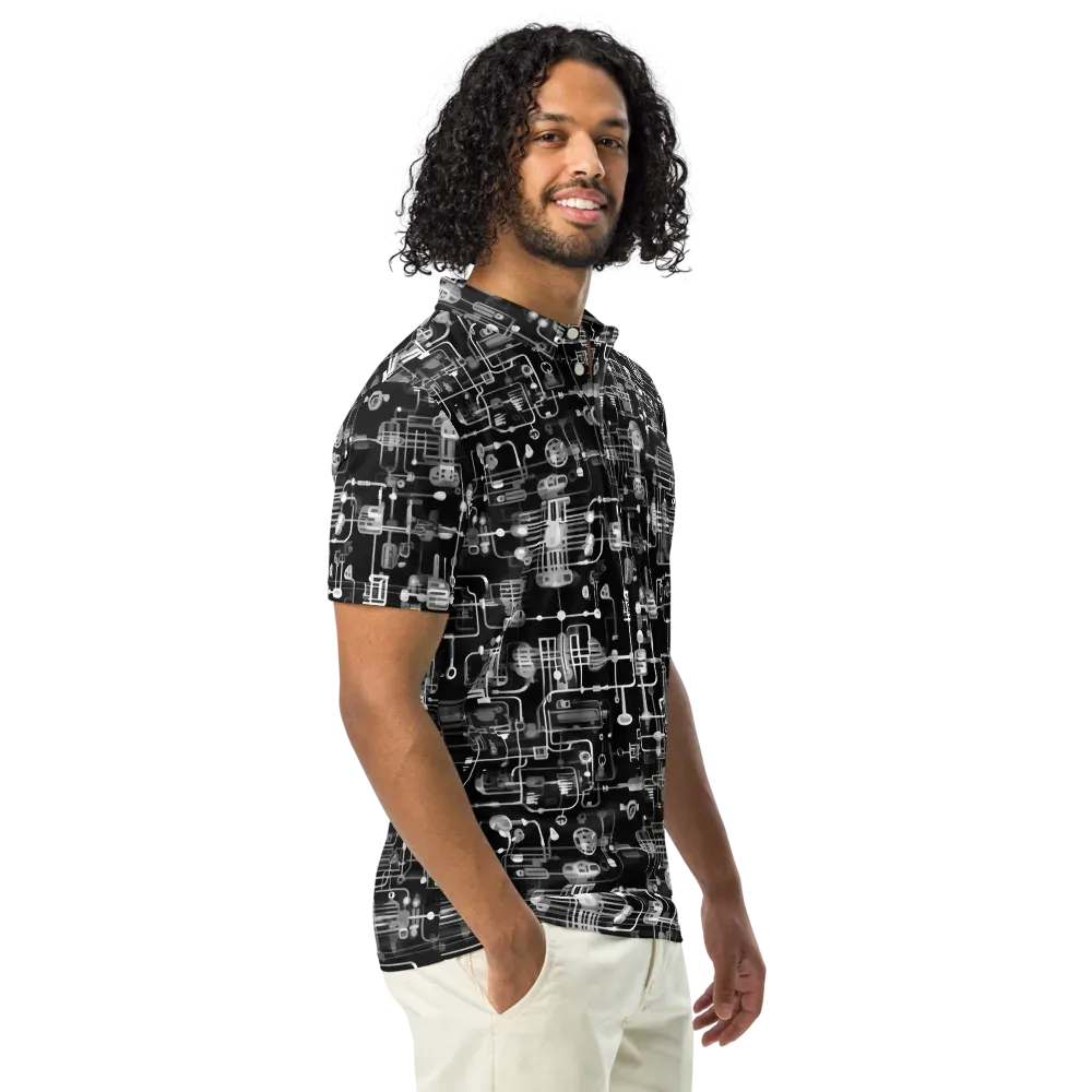 Noir Circuit on Men's Slim Fit Polo Shirt — Right Front