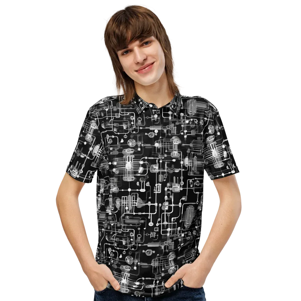 Noir Circuit on Men's Slim Fit Polo Shirt — Front