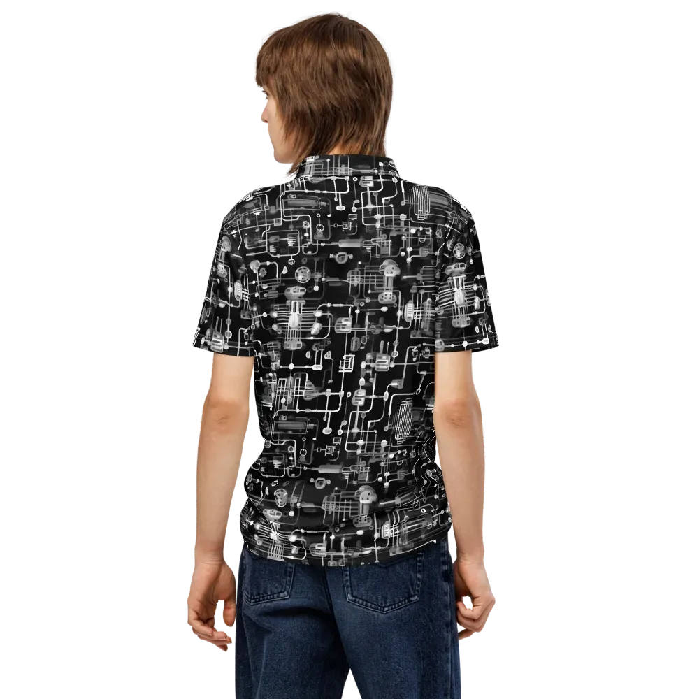 Noir Circuit on Men's Slim Fit Polo Shirt — Back