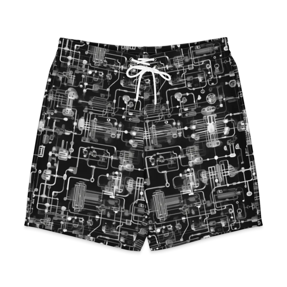 Noir Circuit on Men's Board Shorts — Front