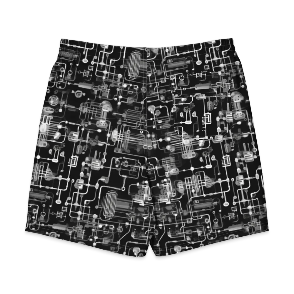 Noir Circuit on Men's Board Shorts — Back