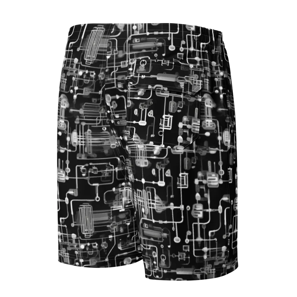 Noir Circuit on Men's Board Shorts — Back