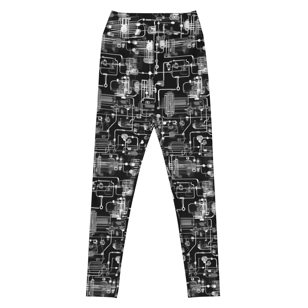 Noir Circuit on Yoga Leggings — Front