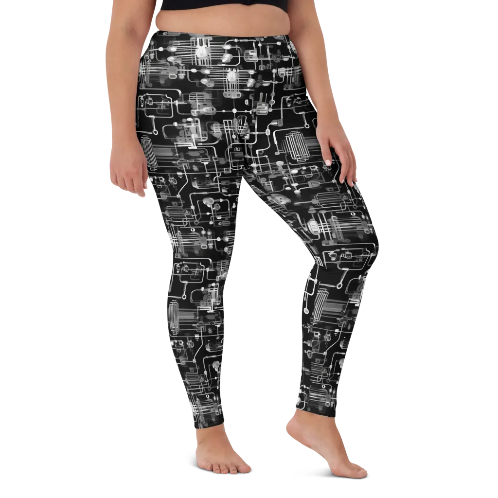 Noir Circuit on Yoga Leggings — Front