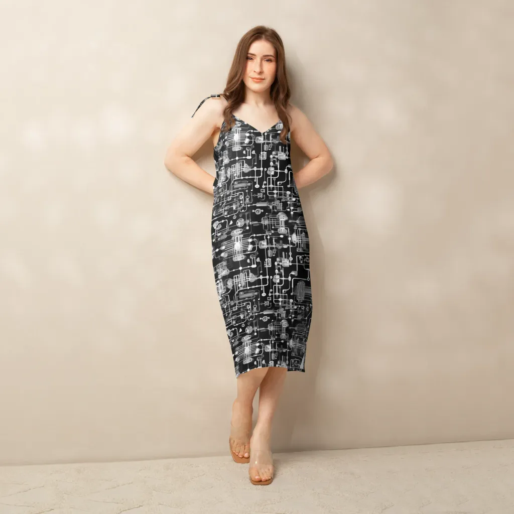 Noir Circuit on Slip Dress — Front