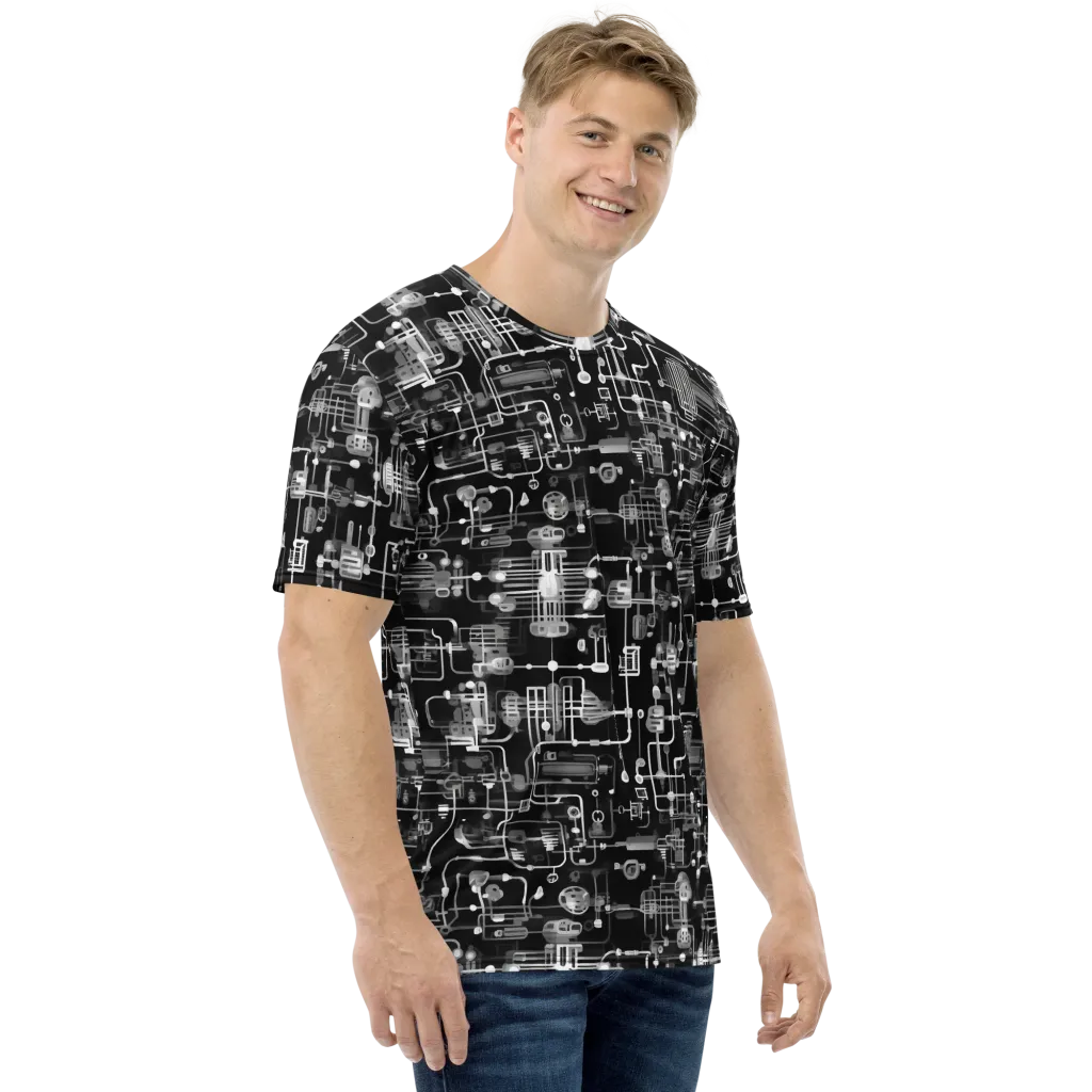 Noir Circuit on Men's Crew Neck T-Shirt — Right