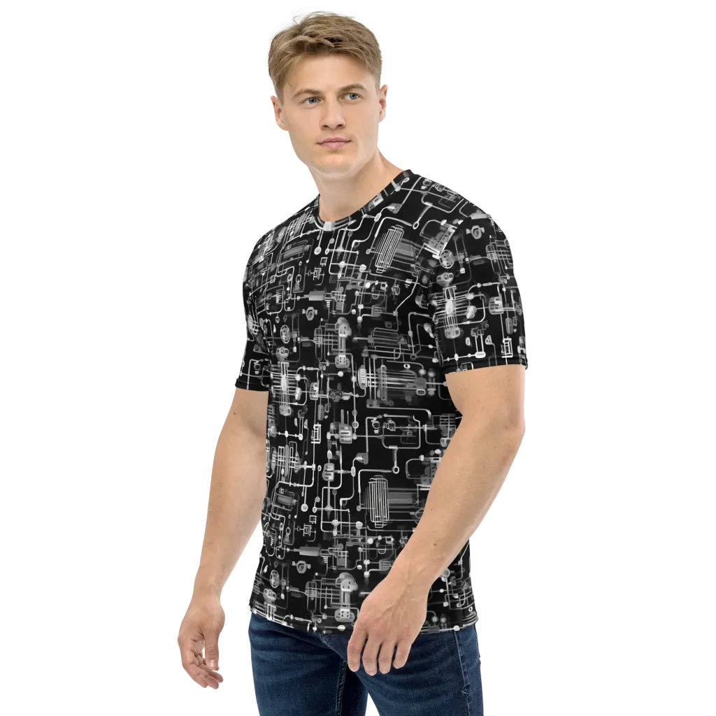 Noir Circuit on Men's Crew Neck T-Shirt — Left