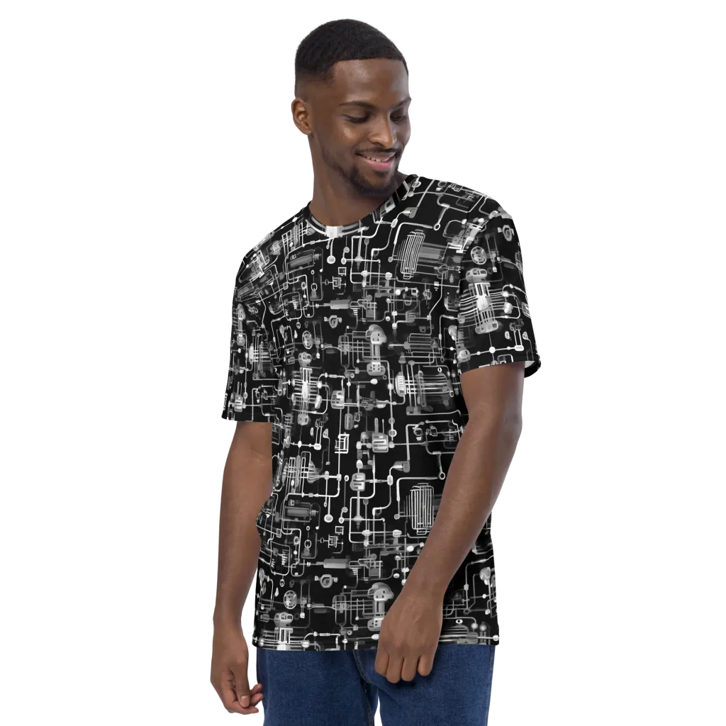 Noir Circuit on Men's Crew Neck T-Shirt — Left